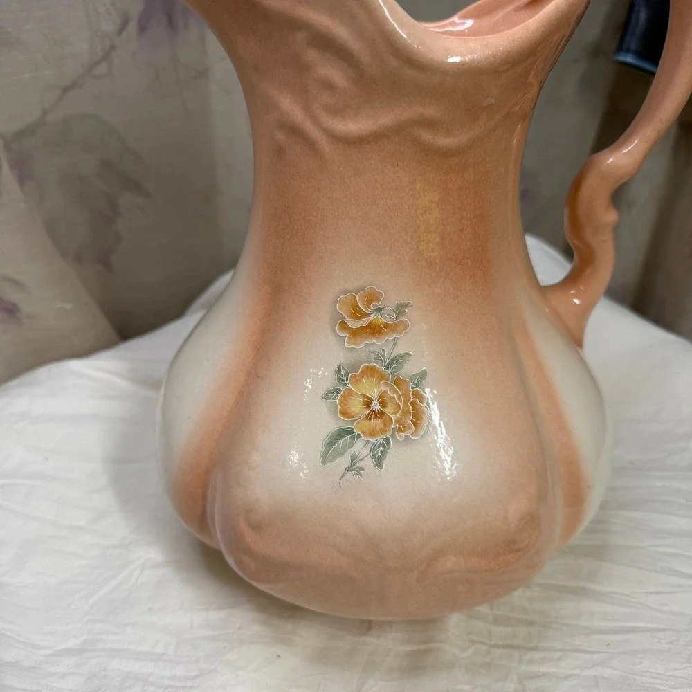 VINTAGE IRONSTONE WATER PITCHER Peach‎ vase